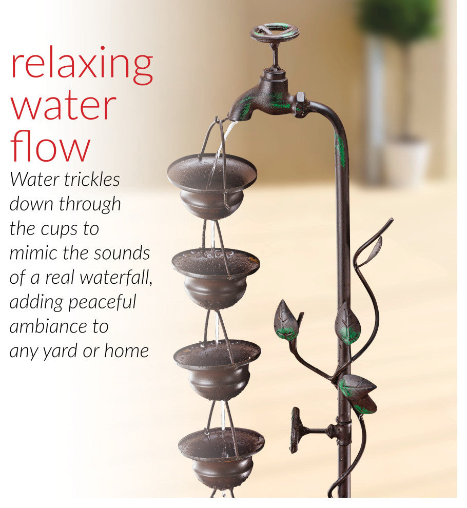 Alpine Metal Hanging 6-Cup Tier Layered Fountain, 36" Tall