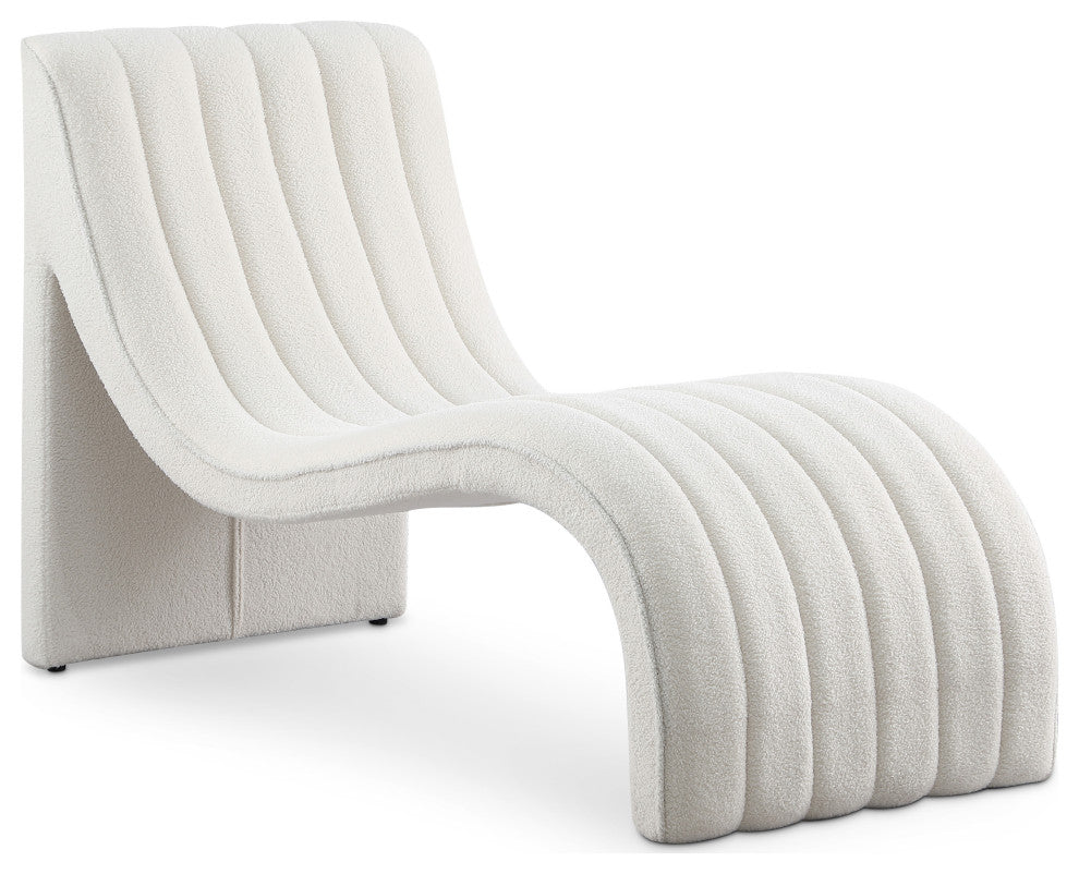 Orian Teddy Fabric Upholstered Chaise, Cream