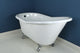 60" Cast Iron Single Slipper Clawfoot Tub (No Faucet Drillings), White/Chrome