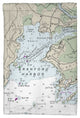 Branford Harbor, CT Nautical Map Kitchen Towel - Two Sets of Two (4 Total)