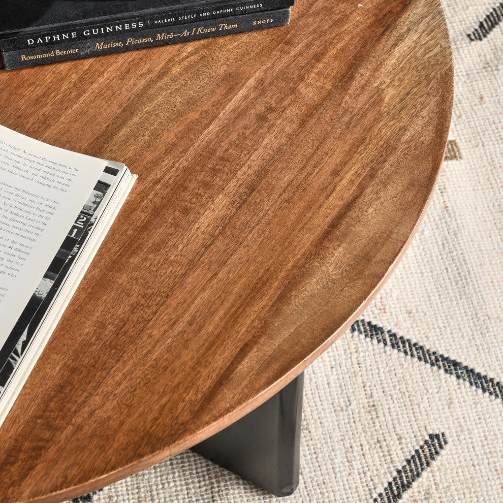 Penelope Mango Wood Two-Tone Coffee Table, Black