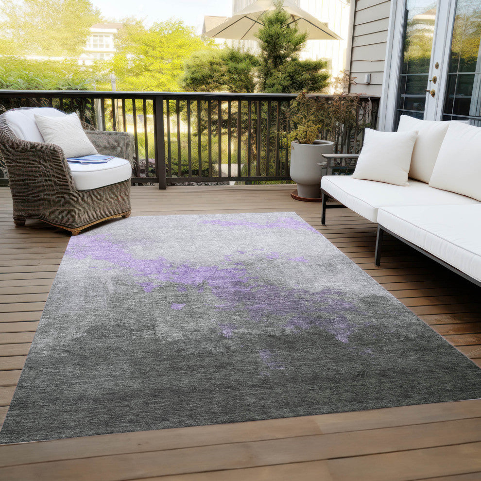 Machine Washable Indoor/Outdoor Chantille ACN1881 Violet 3' x 5' Rug