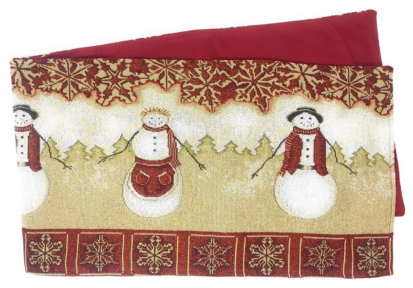Mr. and Mrs. Snowman Couple Woven Tapestry Table Runner, 13"x90"