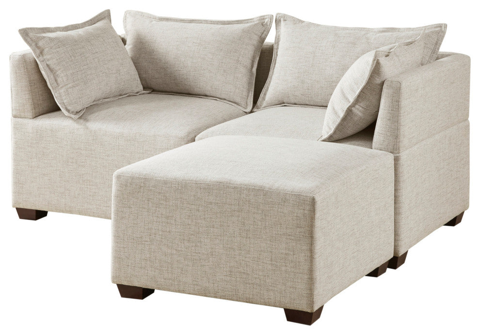 INK+IVY Molly 3-Piece Modular L-Shape Sofa, Linen