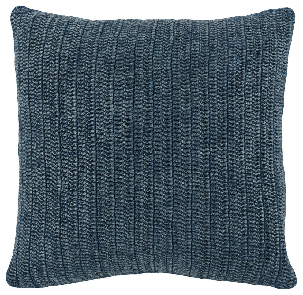 Marcie Knitted 22" Throw Pillow by Kosas Home, Blue