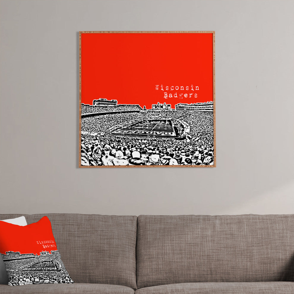 Deny Designs Bird Ave Wisconsin Badgers Red Framed Wall Art