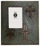 Distressed Tree Crosses Frame, Turquoise