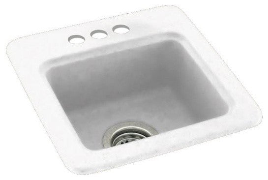 Swan 15x15x6 Solid Surface Drop Bar Sink, 3-Holes, White