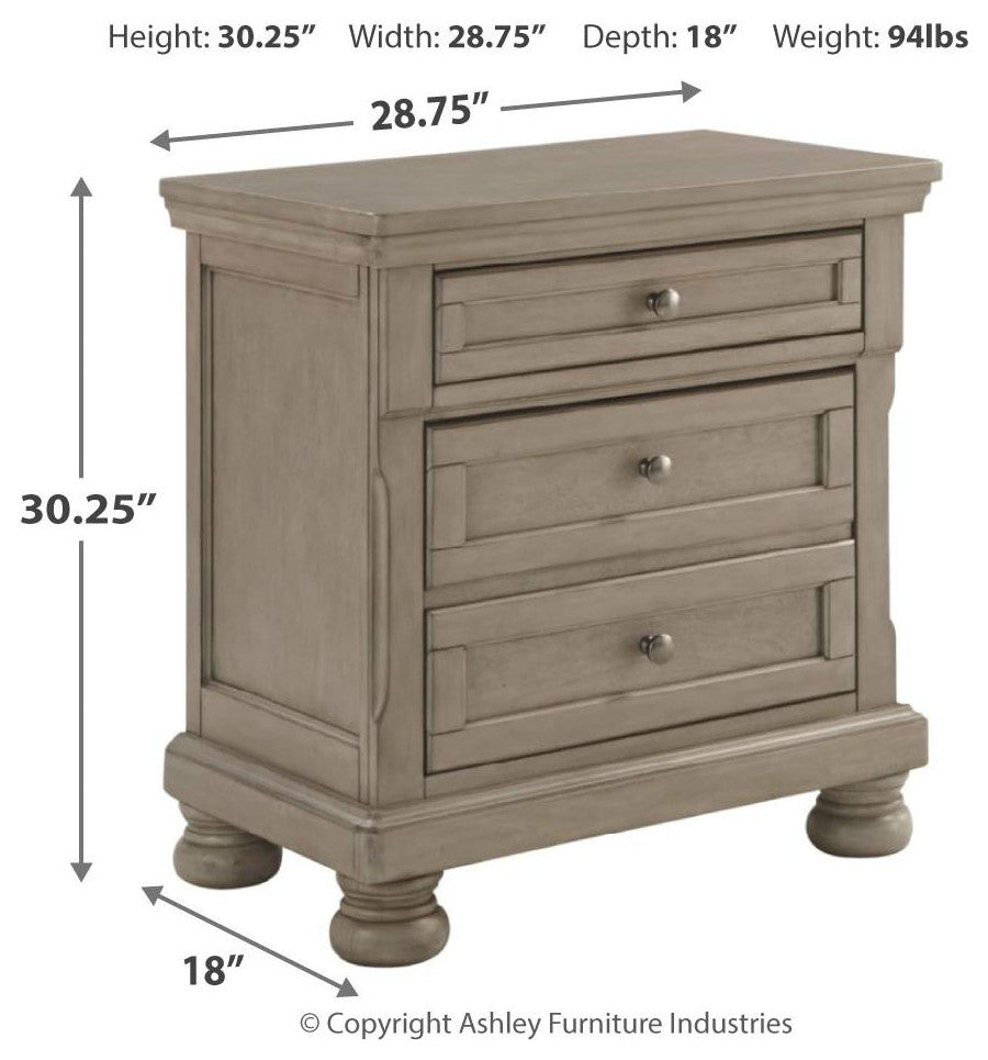 Lettner Light Gray Two Drawer Nightstand
