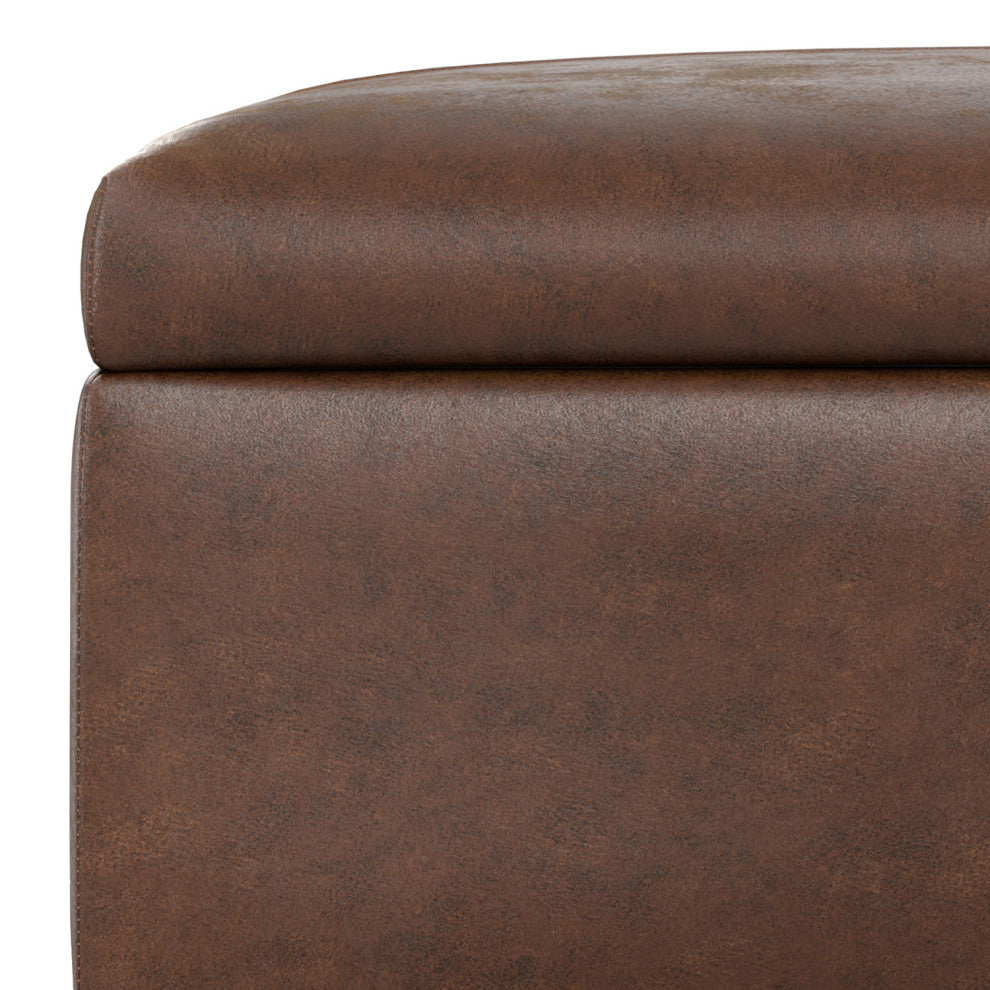 Gabbie Square Coffee Table Storage Ottoman, Distressed Chestnut Brown