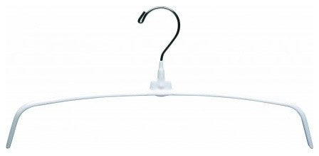 Metal Non-Slip Vinyl Coated Top Hanger, White/Chrome Finish, Box of 50