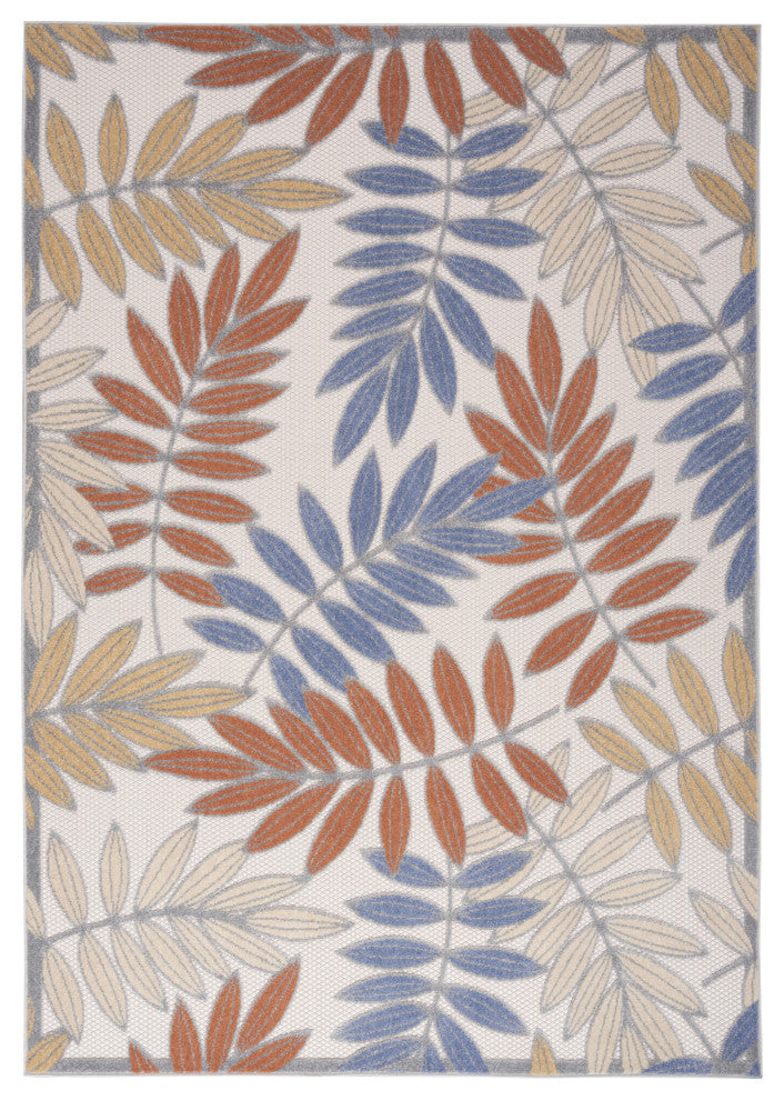 Nourison Aloha 5'3" x 7'5" Blue Mocha Outdoor Rug