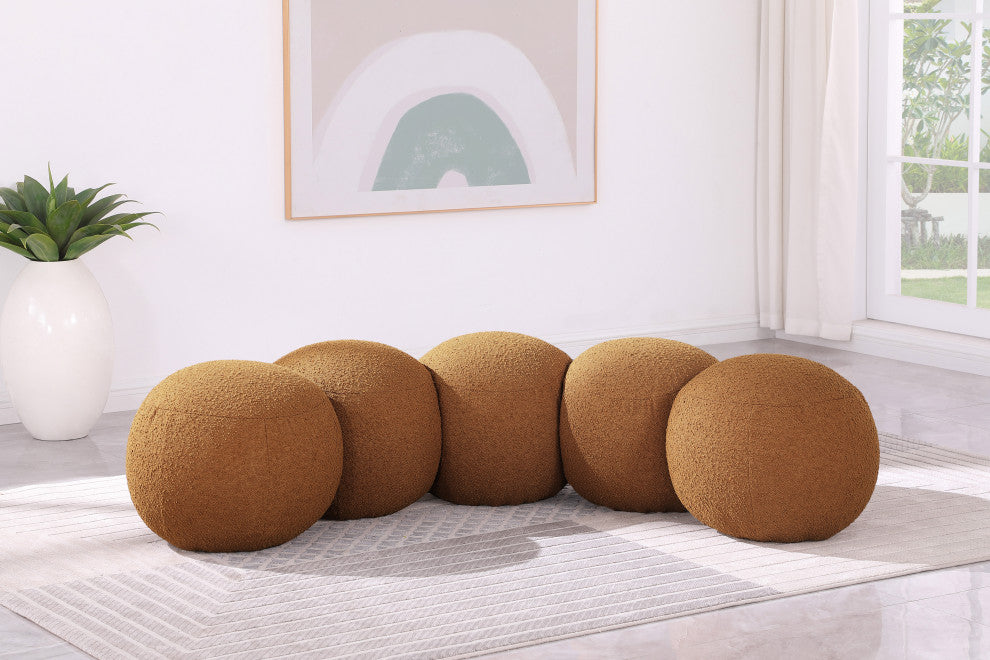 Apollo Upholstered Bench, Saddle, 74.5" W x 38.5" D x 18" H, Boucle Fabric