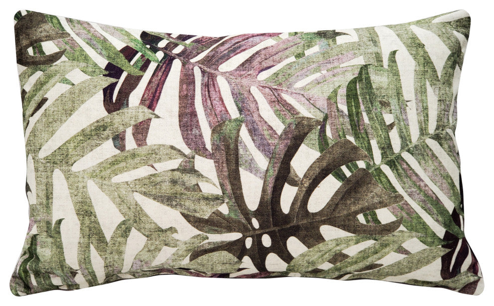 Pattaya Purple Palm Throw Pillow 12x20, with Polyfill Insert