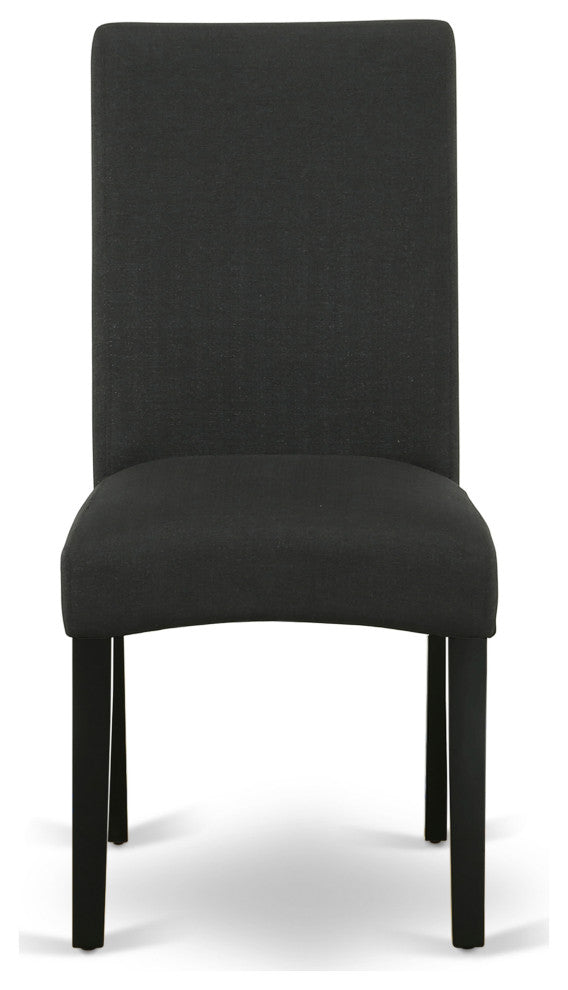 5Pc Dining Set, 4 Parson Chairs, Butterfly Leaf Dining Table, Black