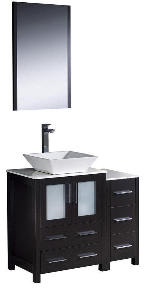 Torino 36" Espresso Modern Bathroom Vanity With Side Cabinet, FFT3072BN
