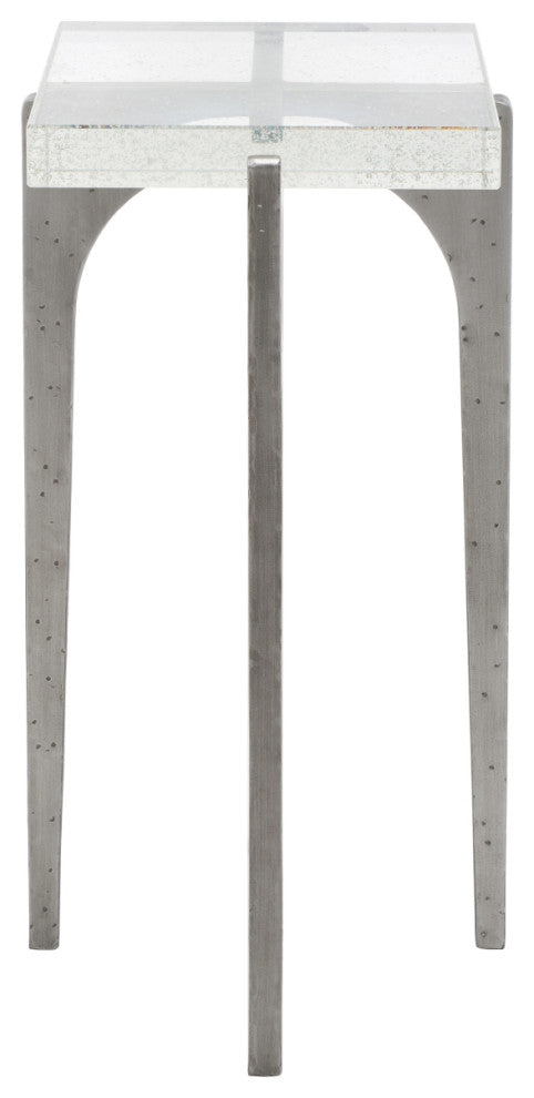 Safavieh Couture Tawny Square Bubble Glass Accent Table, Silver/Clear