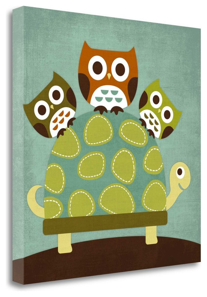 "Three Owls On Turtle" By Nancy Lee, Giclee Print on Gallery Wrap Canvas