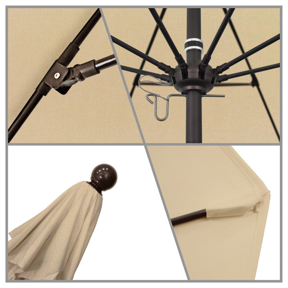 11' Fiberglass Umbrella Bronze, Pacifica, Beige, 11'