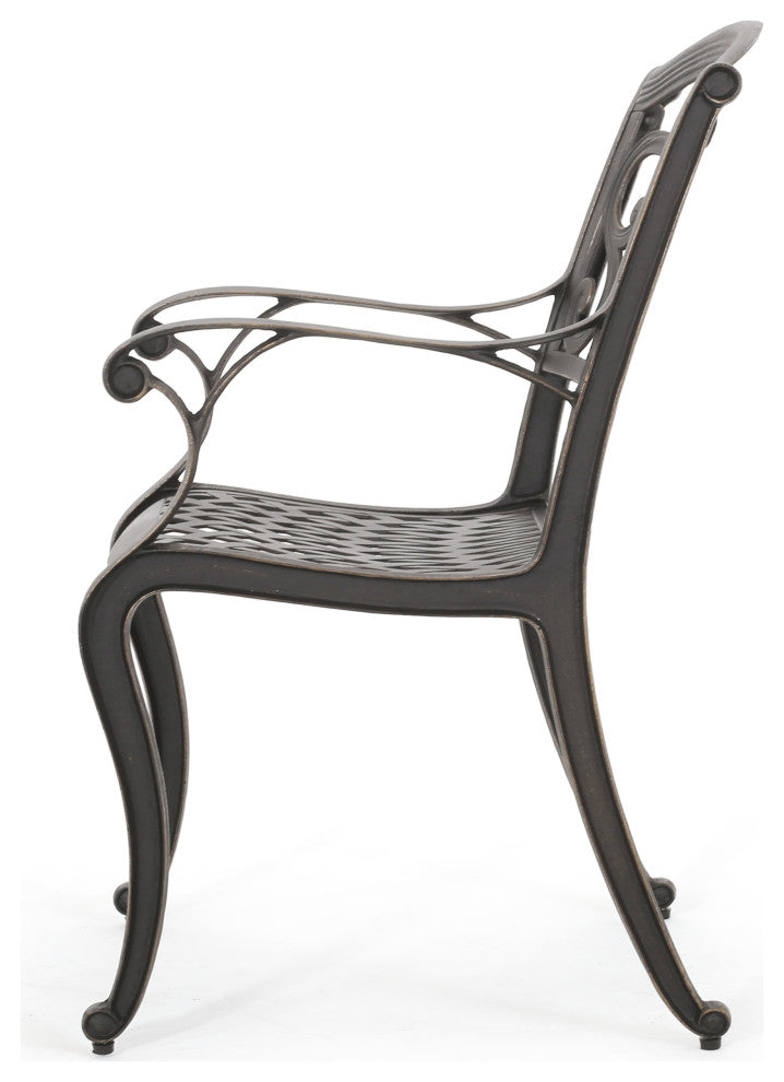 GDF Studio 5-Piece Augusta Outdoor Patina Copper Cast Aluminum Dining Set