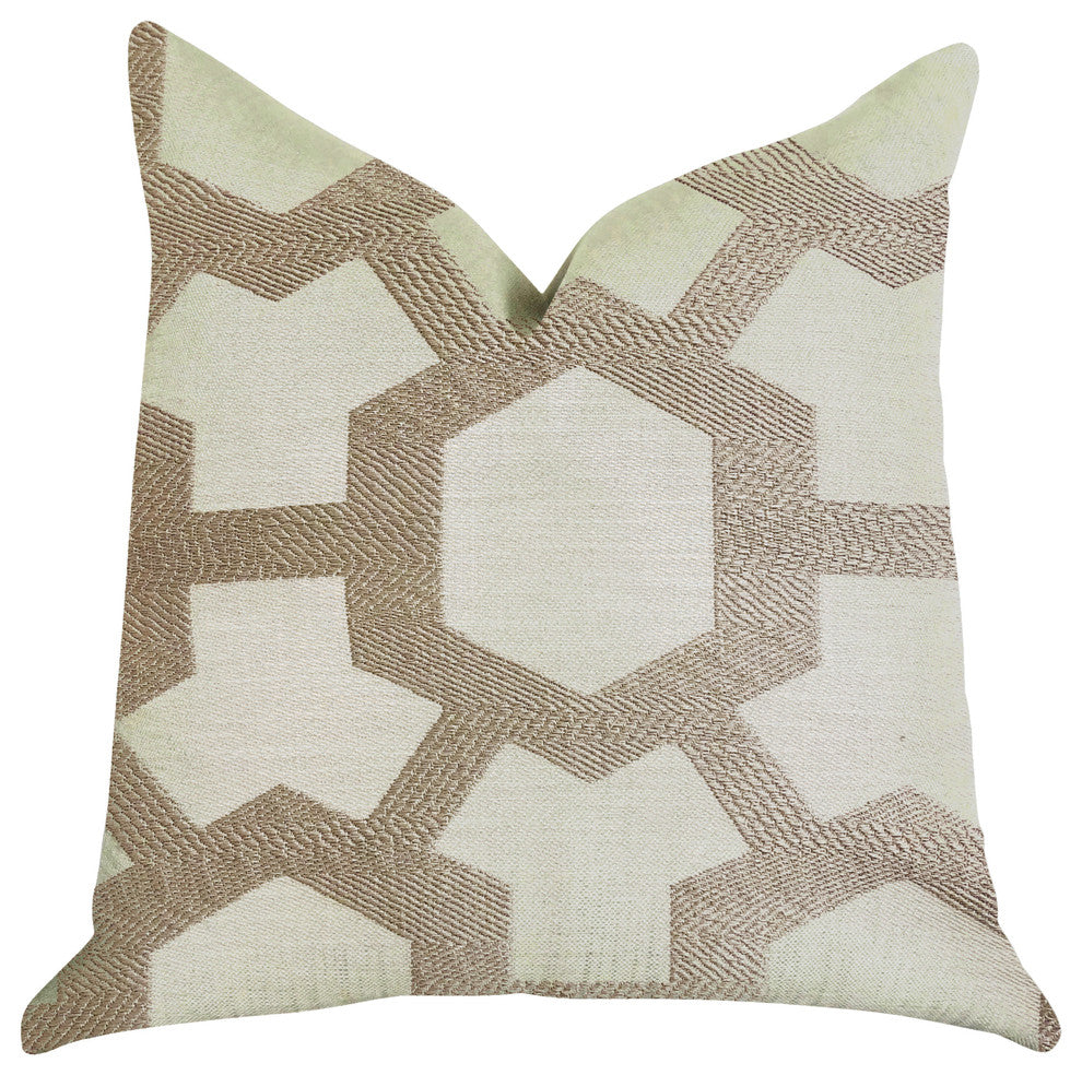 Linked Charisma Luxury Throw Pillow in Beige and Brown Tones, 24"x24"