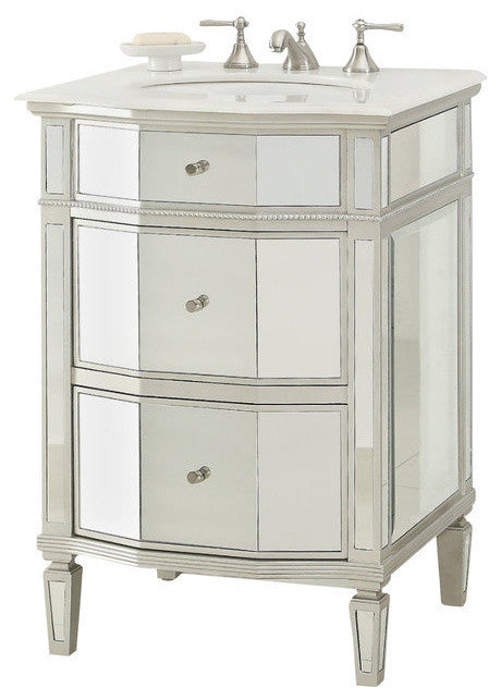 24" All Mirror Petite Bathroom Sink Vanity, Ashlie Model # HF006