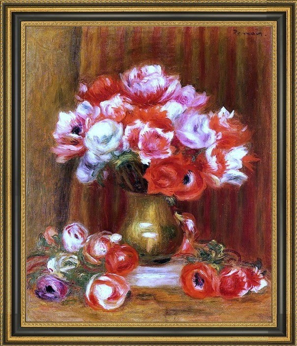 Pierre Auguste Renoir Anemones Framed Premium Canvas Print, 16"x20"