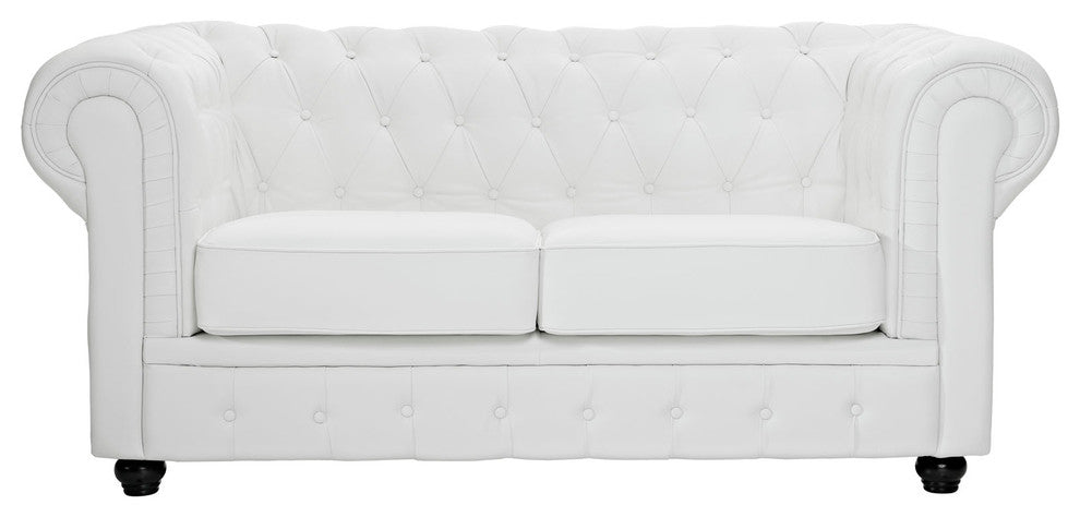 Modern Contemporary Living Room Loveseat Sofa White