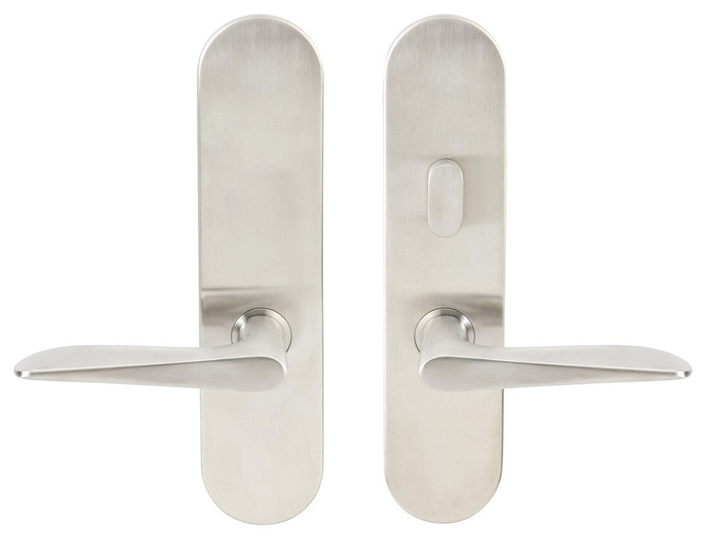 Ecco Lever, Tubular Passage With Privacy Bolt, Left Hand, Satin Stainless Steel