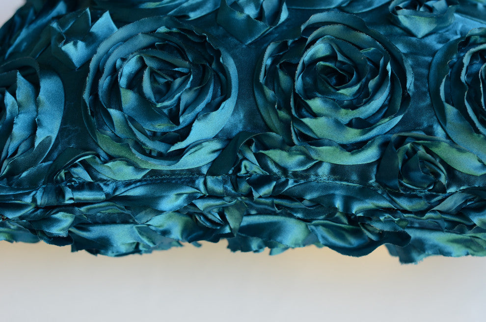 Textured Rose Pillow, Turquoise, 20"x20", Without Insert