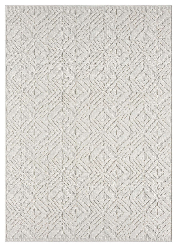 Nimes Diamond Tile Cascade Area Rug, Beige, 7'10"x9'10"