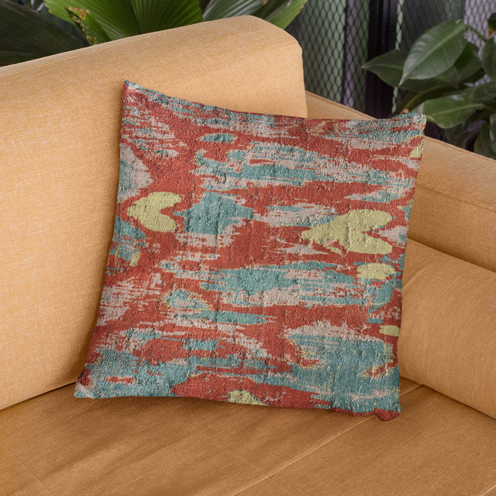 Plutus Multi-Color Velvet iKat Luxury Throw Pillow, 24"x24"