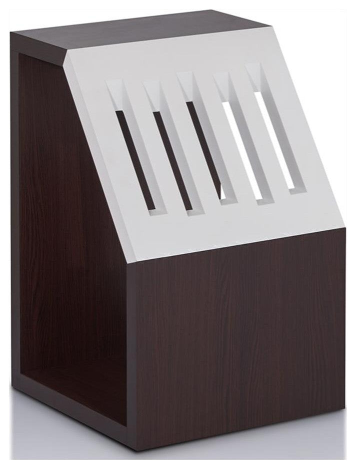 Furniture of America Urich Slatted Wood 1-Shelf End Table in Walnut and White