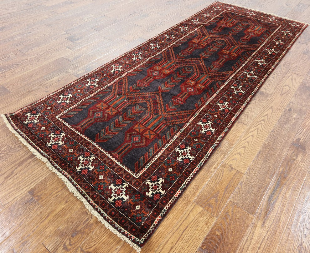 Runner Wool On Wool Oriental Persian Rug 4'x9, W2356