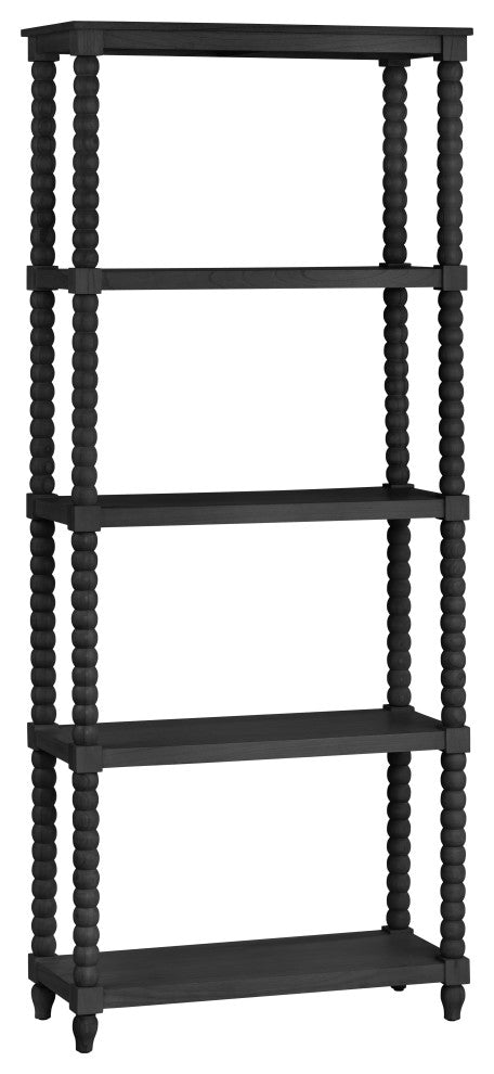 Mindi Wood Four Shelf Black Etagere