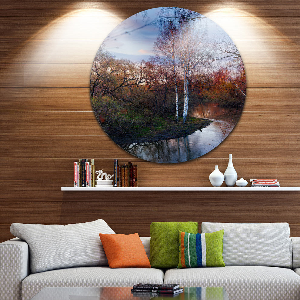 Forest River In The Spring, Landscape Photo Round Wall Art, 11"