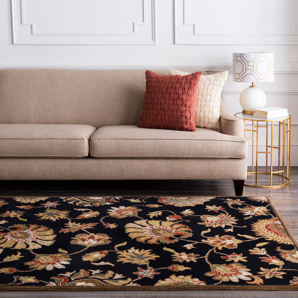Surya Caesar CAE-1027 Traditional Area Rug, Black, 6' Round