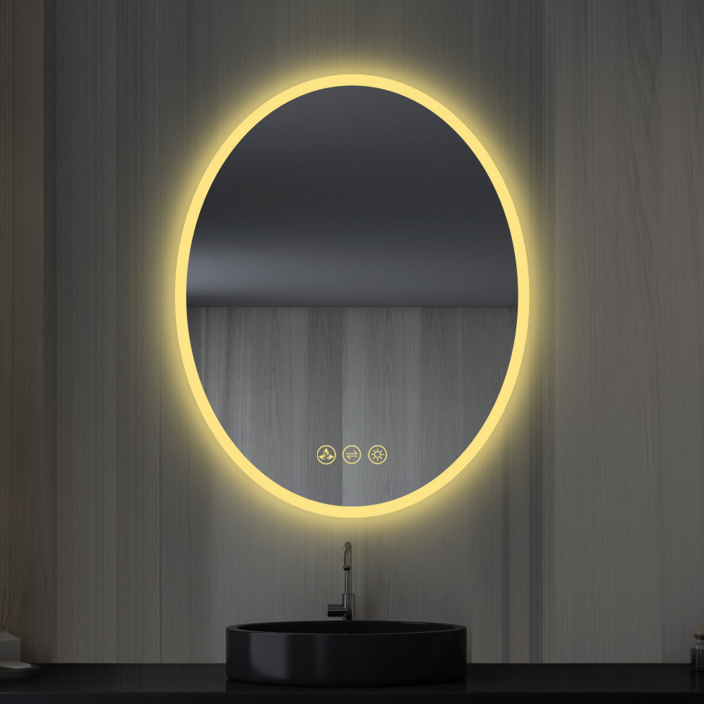Fogless, Color Temperature Adjustable LED Mirror, 24" Oval