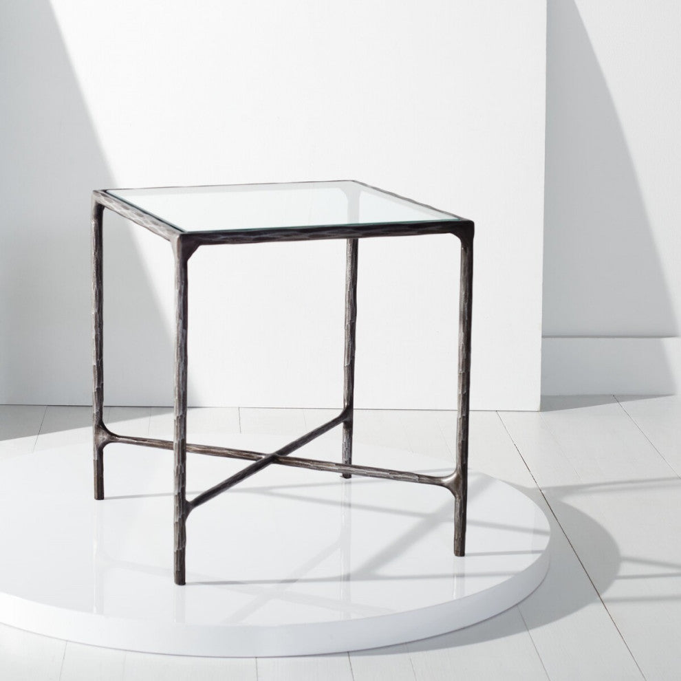 Safavieh Couture Jessa Forged Metal Square End Table, Black