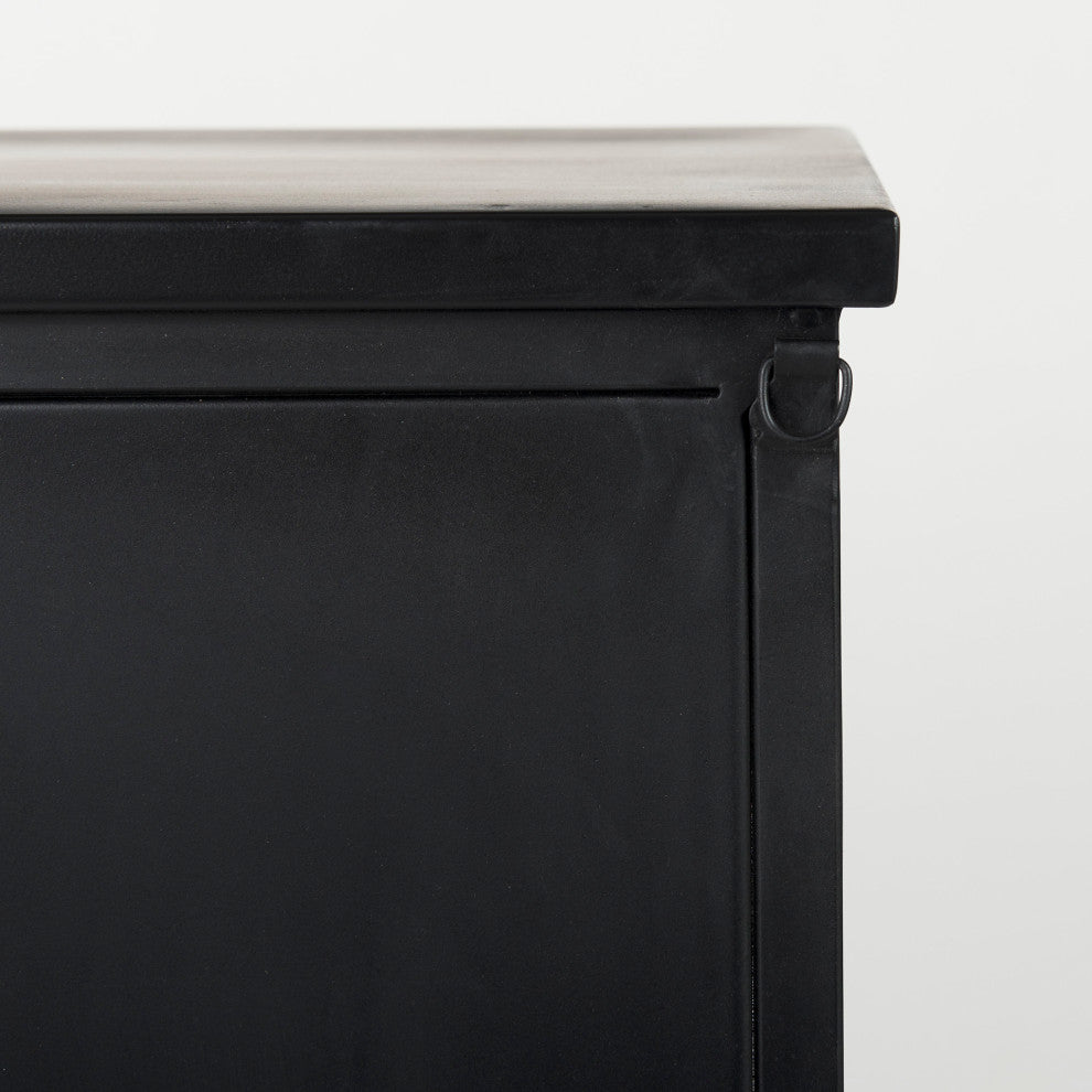 Aurelia Black Metal With White Interior Glass Accent Cabinet