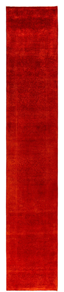 Overdyed One-of-a-Kind Hand-Knotted Area Rug Orange, 2' 6" x 13' 8"