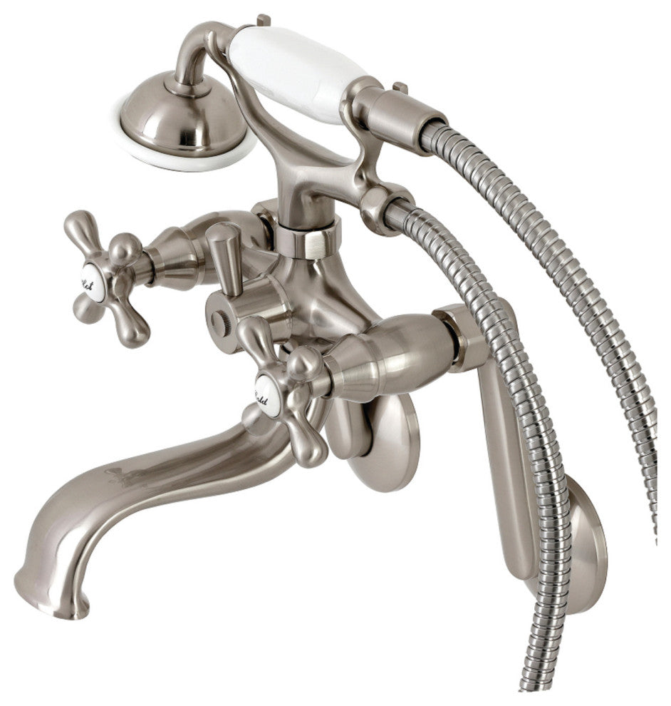 KS229SN Tub Wall Mount Clawfoot Tub Faucet With Hand Shower, Brushed Nickel