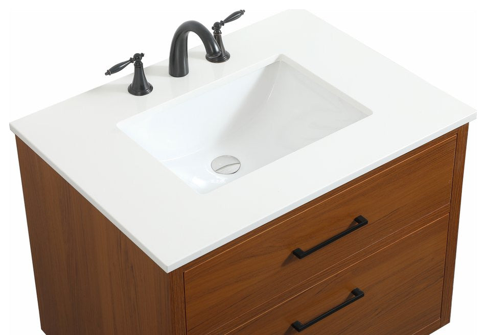 Home Living 22" Midcentury Modern Teak-Light Bathroom Vanity