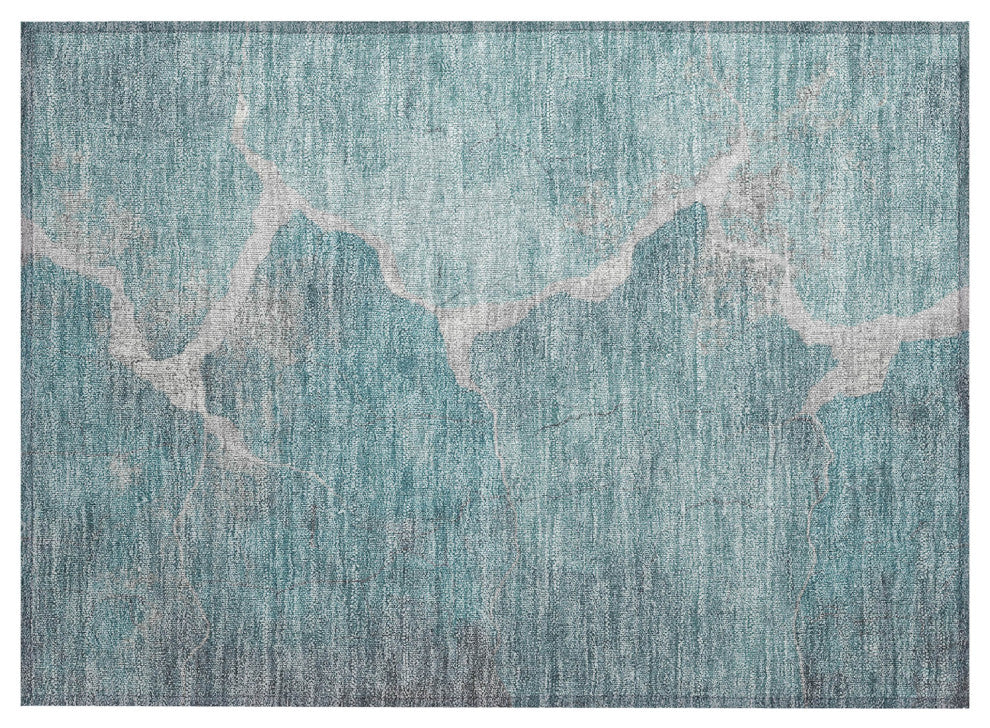 Machine Washable Indoor/Outdoor Chantille ACN1889 Teal 1'8" x 2'6" Rug