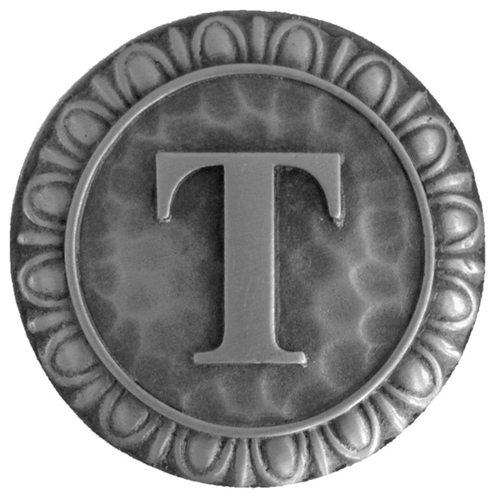 Initial A Knob Antique Brass, Antique Pewter, T