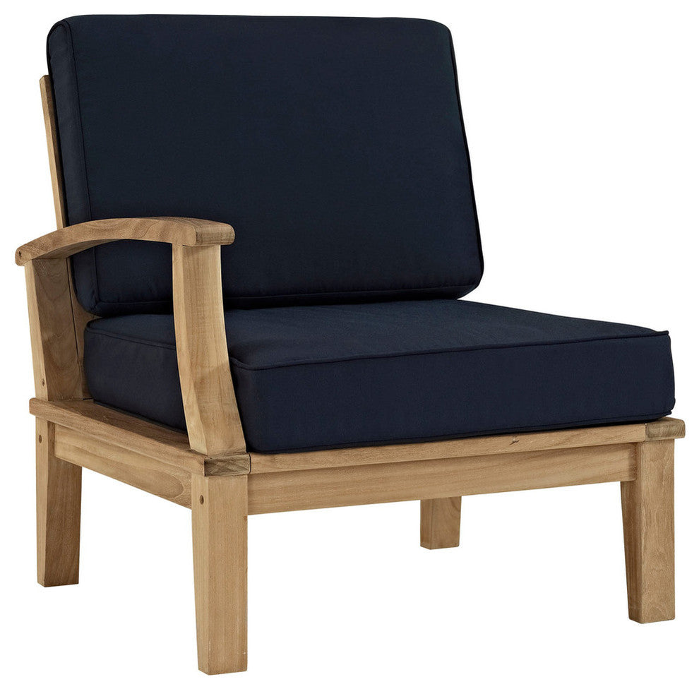 Modern Urban Outdoor Patio Rattan and Wicker 8-Piece SetSofa Set Natural Navy