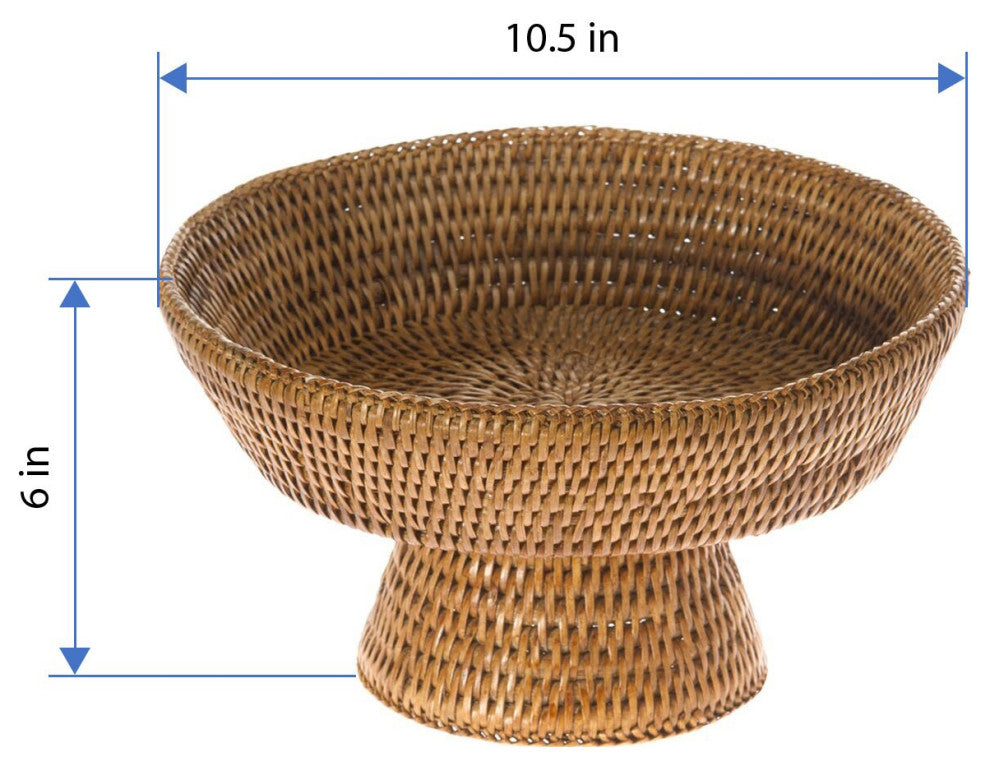 La Jolla Pedestal Rattan Fruit Bowl, Honey-Brown
