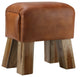 Bare Decor Gorgie Accent Stool, Brown Genuine Leather