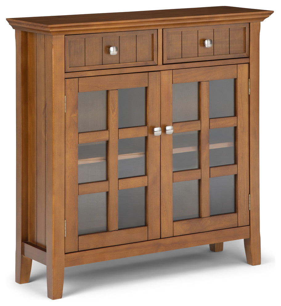 Solid Wood 36" Wide Entryway Hallway Storage Cabinet In Light Golden Brown