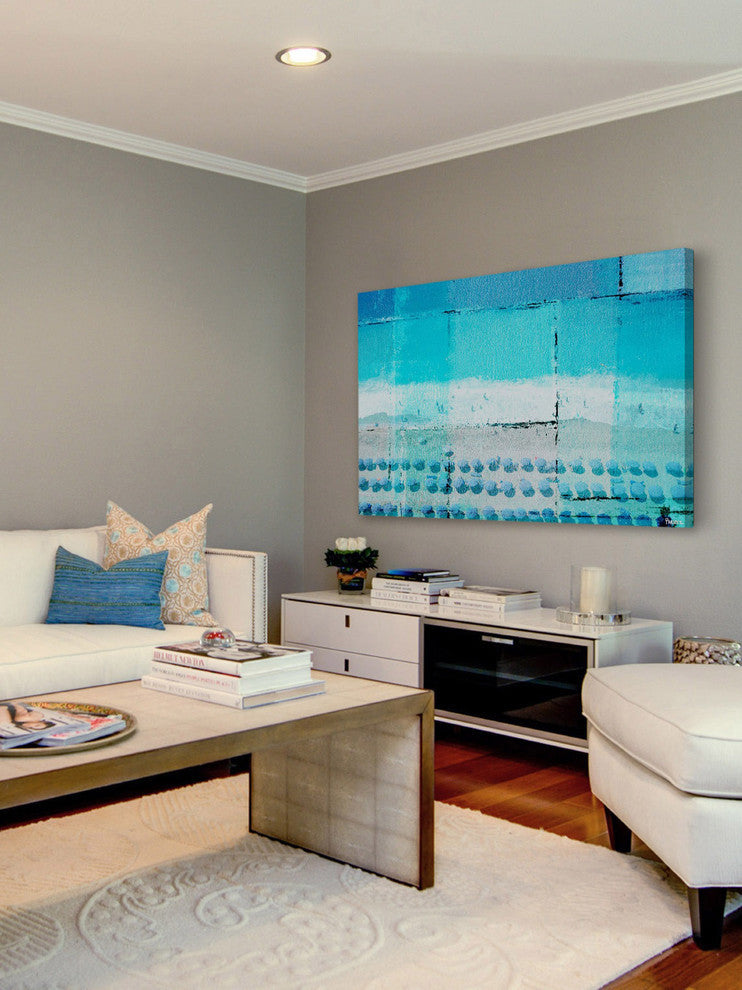 "Umbrella Haze" Painting Print on Wrapped Canvas, 36"x24"